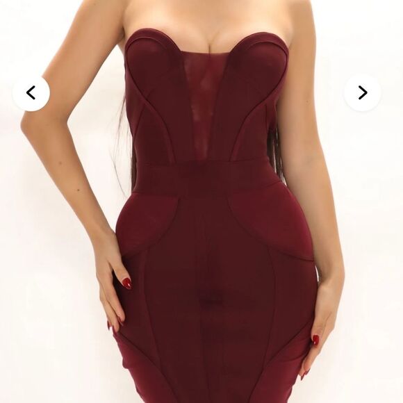 Mad For Love Strapless Bodycon Dress With Sheer Cutouts Sz Small - Picture 5 of 12